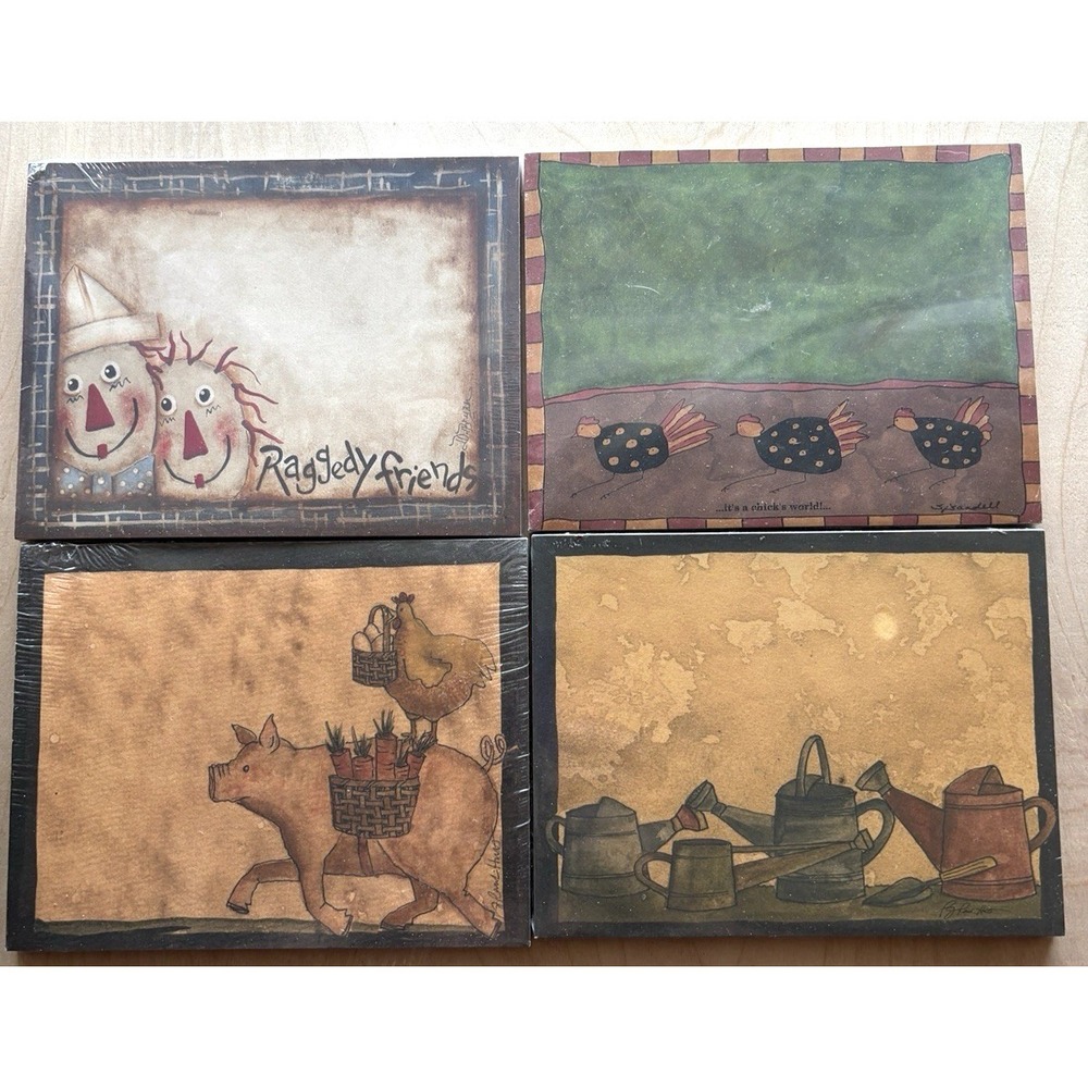 Primitives by Kathy Note Pad LOT of 4 NIP New Pig Chicken Watering Can #2
